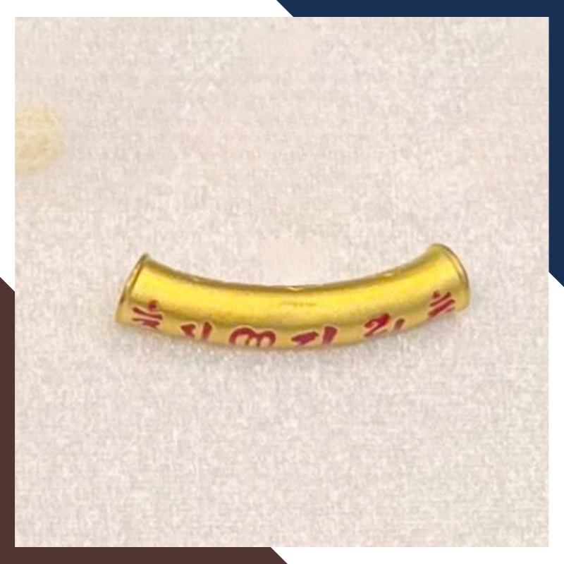 Charm Om Mani Padme Hum Vàng 24k Hình Trụ Mã CHARMV99 - Bình An, May Mắn