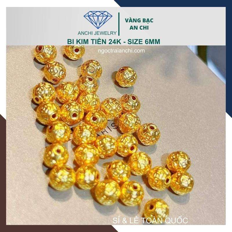 Charm bi kim tiền vàng ta 24k 9999 size 6mm - AC380