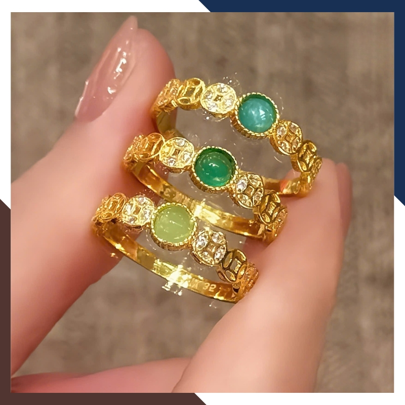 Nhẫn Kim Tiền Vàng Nữ NVNU437 – Vàng 10K Đính Đá Tự Nhiên, Thiết Kế Thanh Lịch