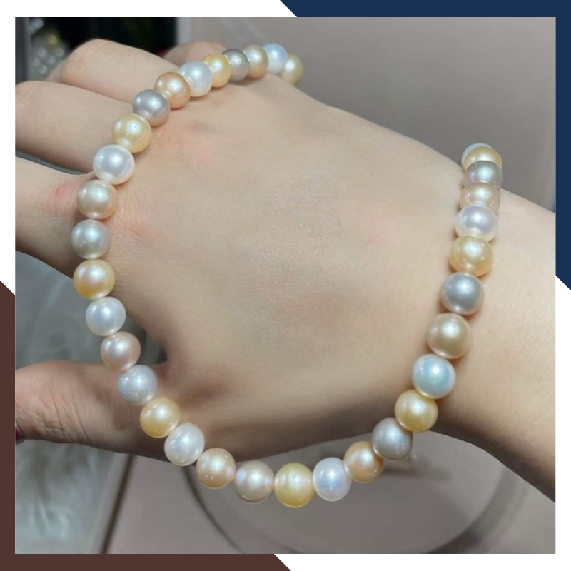 Bộ trang sức ngọc trai tứ quý 4 màu 8–9mm cao cấp – Set vòng cổ, vòng tay & bông tai BTSNT10