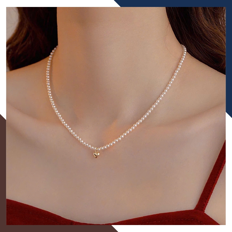 Choker ngọc trai mặt trái tim VCNT153 – Thanh mảnh & tinh tế