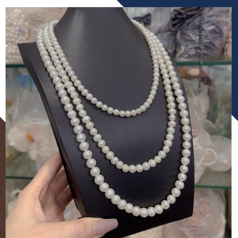 Vòng ngọc trai 3 tầng mặc áo dài đẹp cho nữ mã 3T78CH220