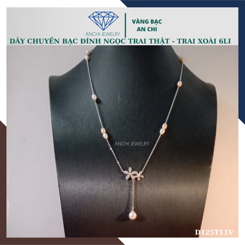 Dây chuyền ngọc trai nữ mặc áo dài thật đẹp mã D125TX11T2l8