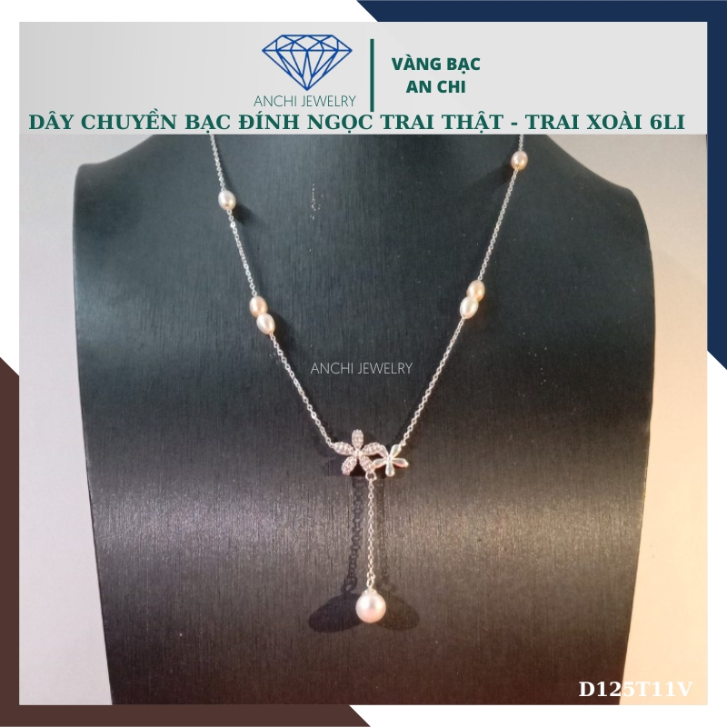 Dây chuyền ngọc trai nữ mặc áo dài thật đẹp mã D125TX11T2l8