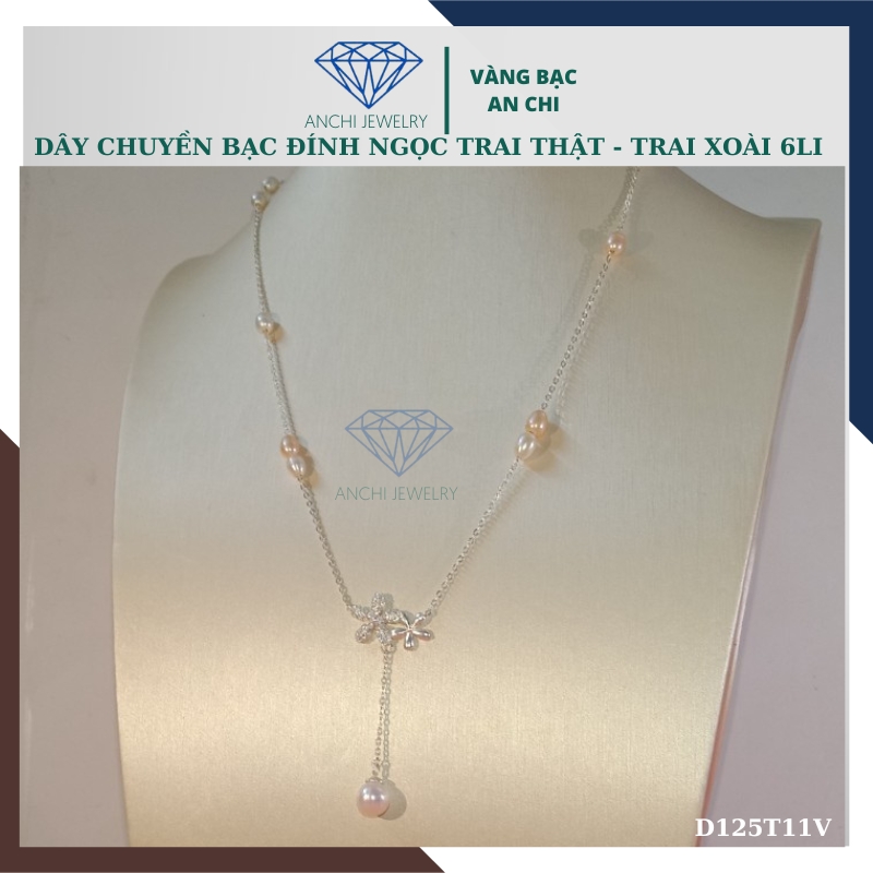 Dây chuyền ngọc trai nữ mặc áo dài thật đẹp mã D125TX11T2l8