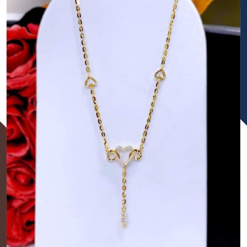 Dây chuyền liền mặt trái tim vàng tây 10k phối tua rua mới đẹp cho nữ mã TL100