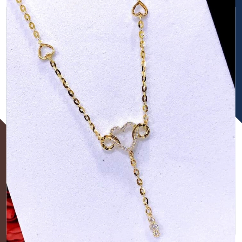 Dây chuyền liền mặt trái tim vàng tây 10k phối tua rua mới đẹp cho nữ mã TL100