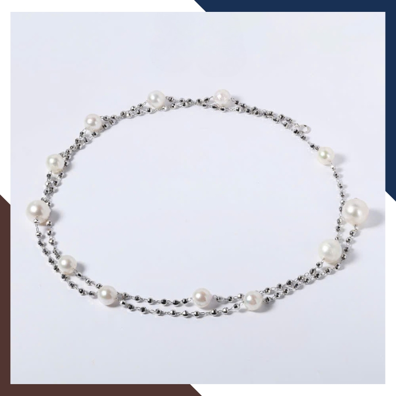 Dây chuyền ngọc trai bạc 925 xi bạch kim dài 90cm DCNT38