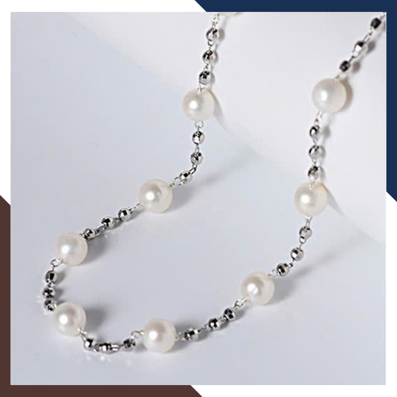 Dây chuyền ngọc trai DCNT37 – Bi bạc 925 xi bạch kim, thanh lịch & hiện đại