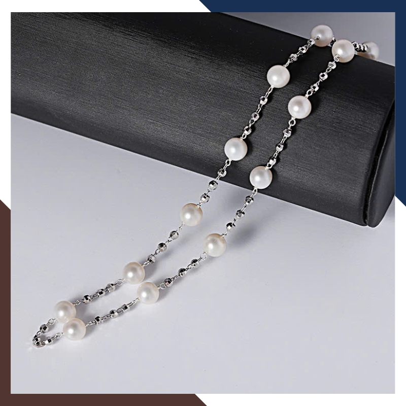 Dây chuyền ngọc trai DCNT37 – Bi bạc 925 xi bạch kim, thanh lịch & hiện đại