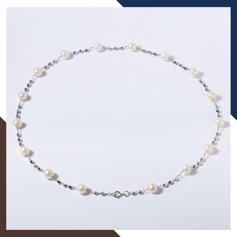 Dây chuyền ngọc trai DCNT37 – Bi bạc 925 xi bạch kim, thanh lịch & hiện đại