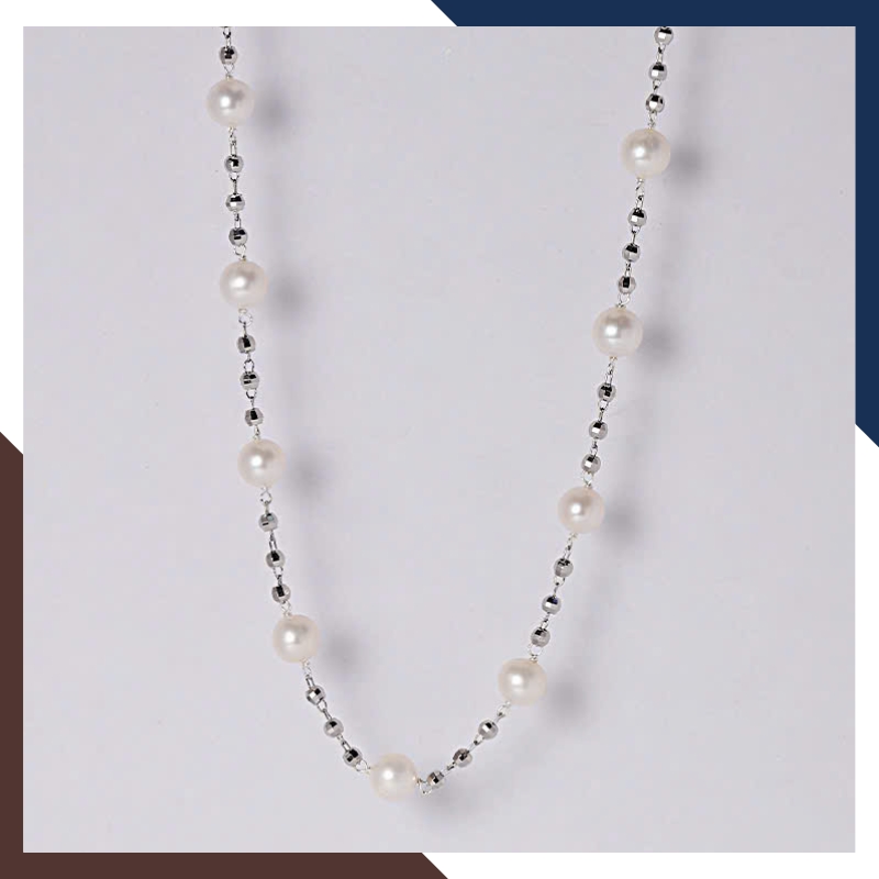 Dây chuyền ngọc trai DCNT37 – Bi bạc 925 xi bạch kim, thanh lịch & hiện đại