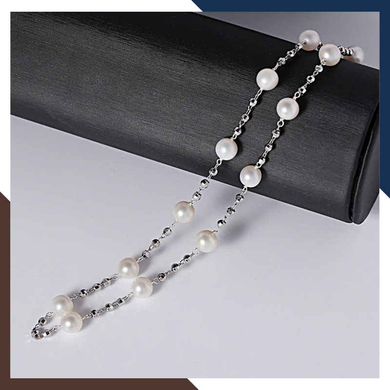 Dây chuyền ngọc trai DCNT37 – Bi bạc 925 xi bạch kim, thanh lịch & hiện đại