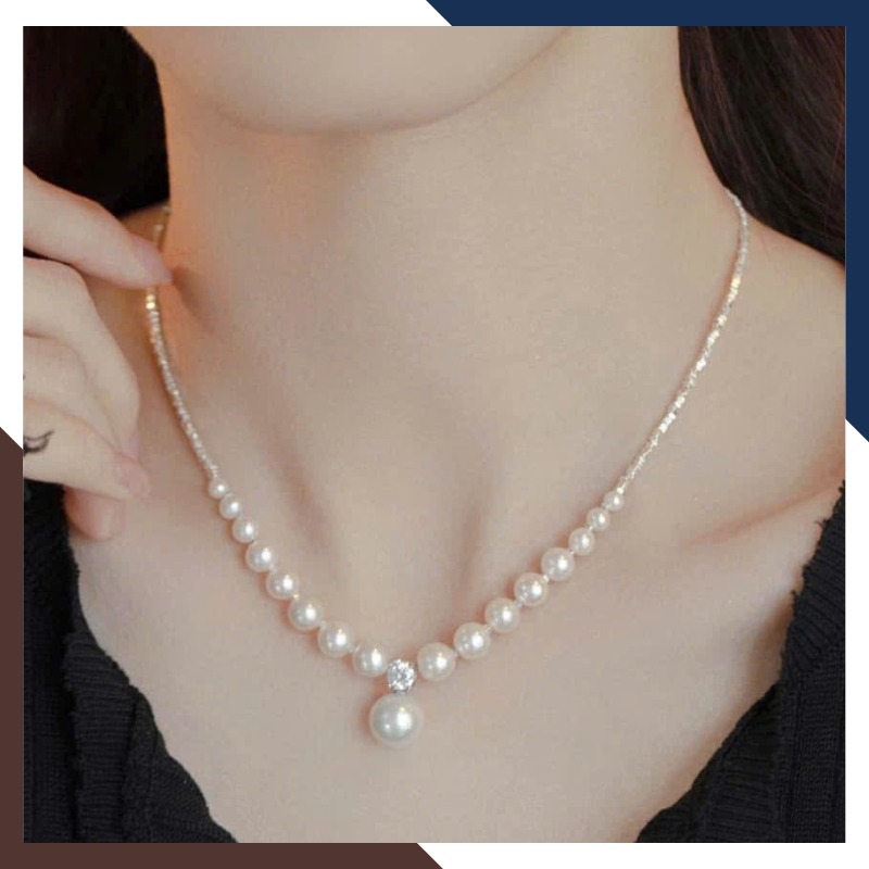 Dây chuyền ngọc trai phối hạt bạc DCNT40 – Tinh xảo & thanh lịch