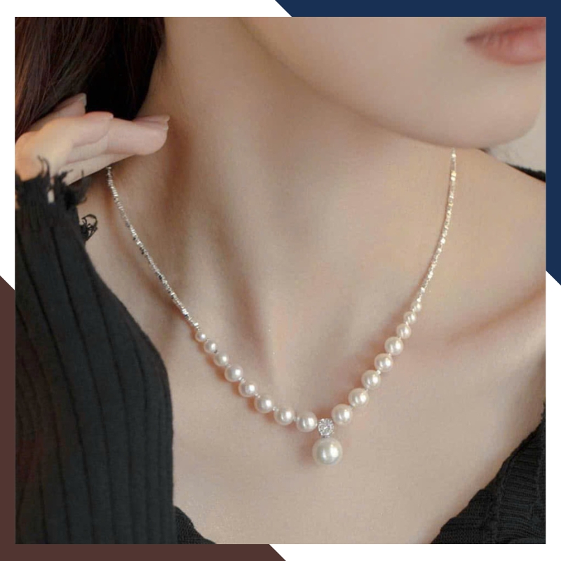 Dây chuyền ngọc trai phối hạt bạc DCNT40 – Tinh xảo & thanh lịch