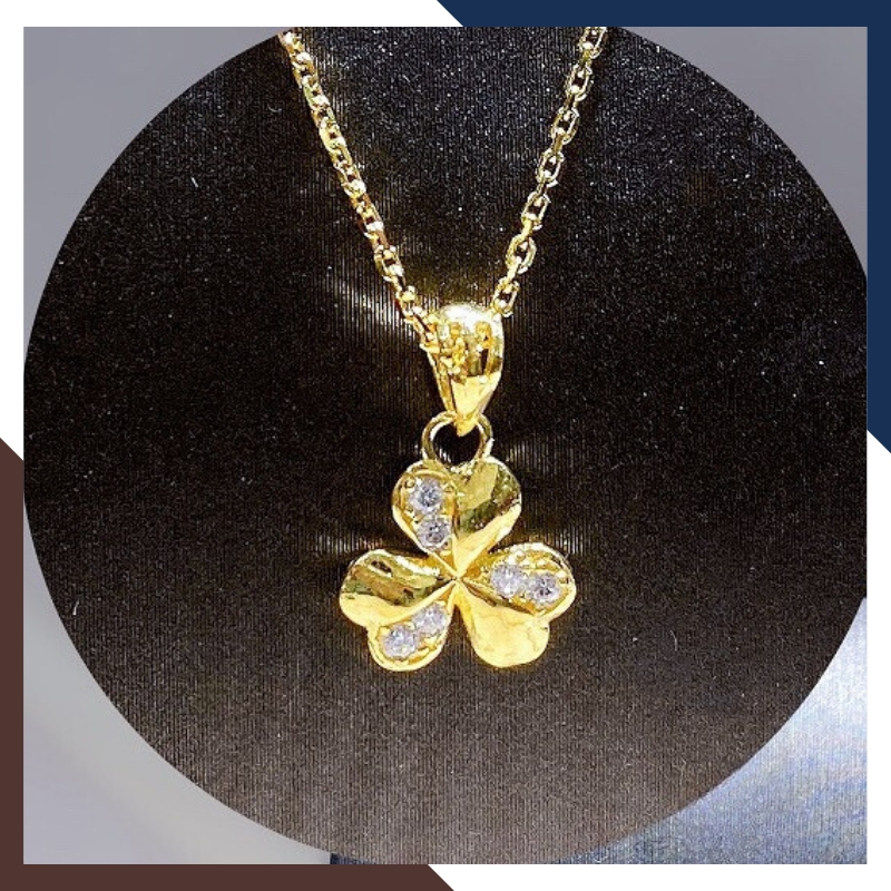 Dây chuyền cỏ 3 lá vàng tây 10k cho nữ mã DCVN63