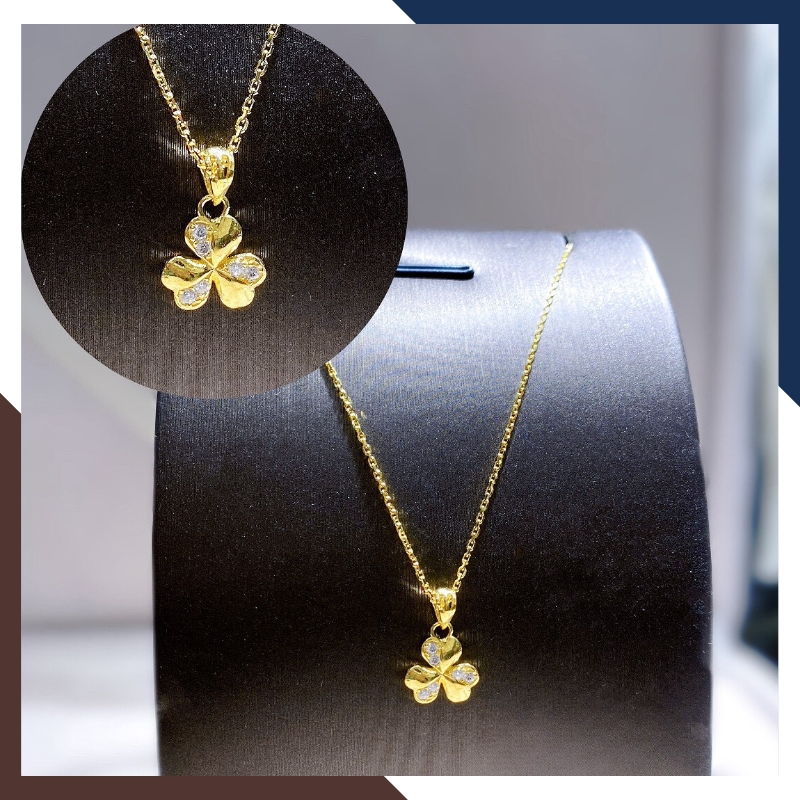 Dây chuyền cỏ 3 lá vàng tây 10k cho nữ mã DCVN63