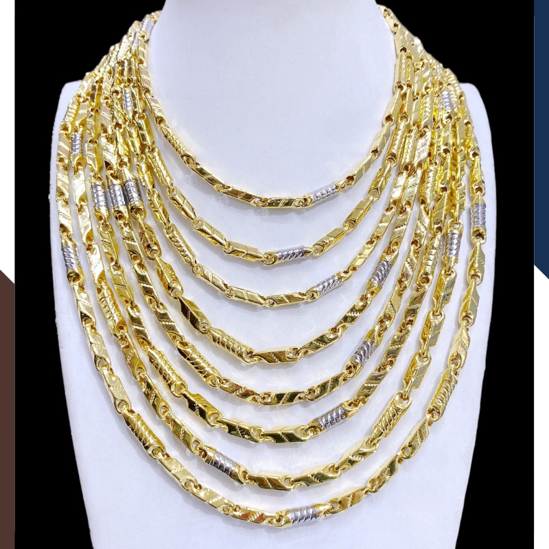 Dây chuyền vàng nam 3 chỉ, dây chuyền khúc hỏa tiễn khúc ống trúc bằng vàng tây 10k mã TL308