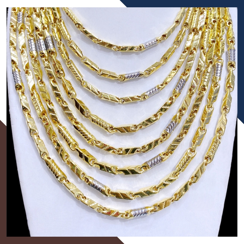 Dây chuyền vàng nam 3 chỉ, dây chuyền khúc hỏa tiễn khúc ống trúc bằng vàng tây 10k mã TL308