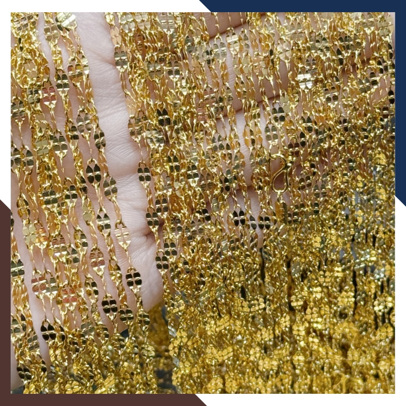 Dây chuyền vàng tây 10k mẫu lá xoắn trơn không mặt đẹp cho nữ mã TL85