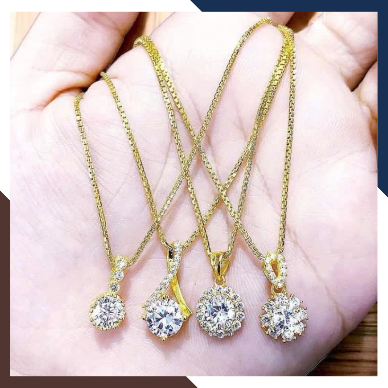 Dây Chuyền Vàng Tây Nữ 10k Đính Đá CZ DCVN261 – Sáng Lấp Lánh Như Kim Cương