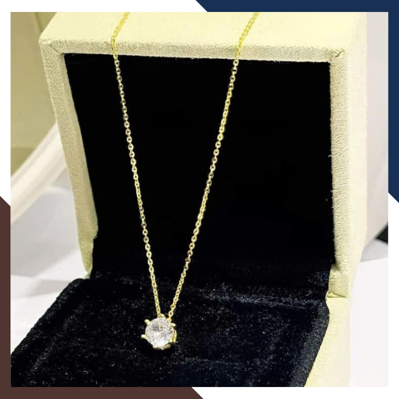 Dây Chuyền Vàng Tây Nữ 10k Đính Đá CZ DCVN261 – Sáng Lấp Lánh Như Kim Cương