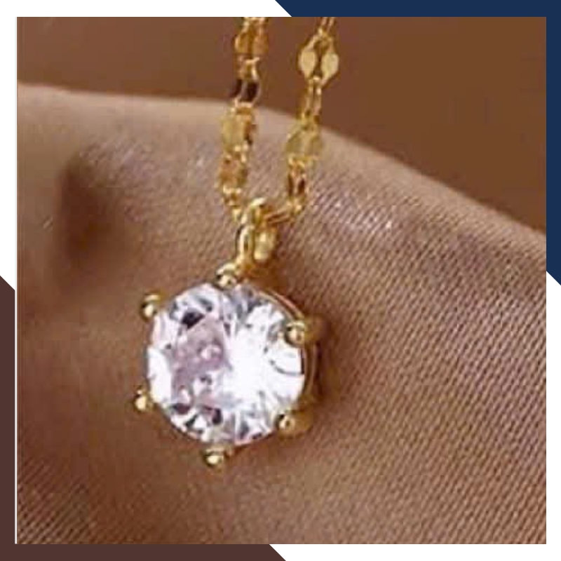 Dây Chuyền Vàng Tây Nữ 10k Đính Đá CZ DCVN261 – Sáng Lấp Lánh Như Kim Cương