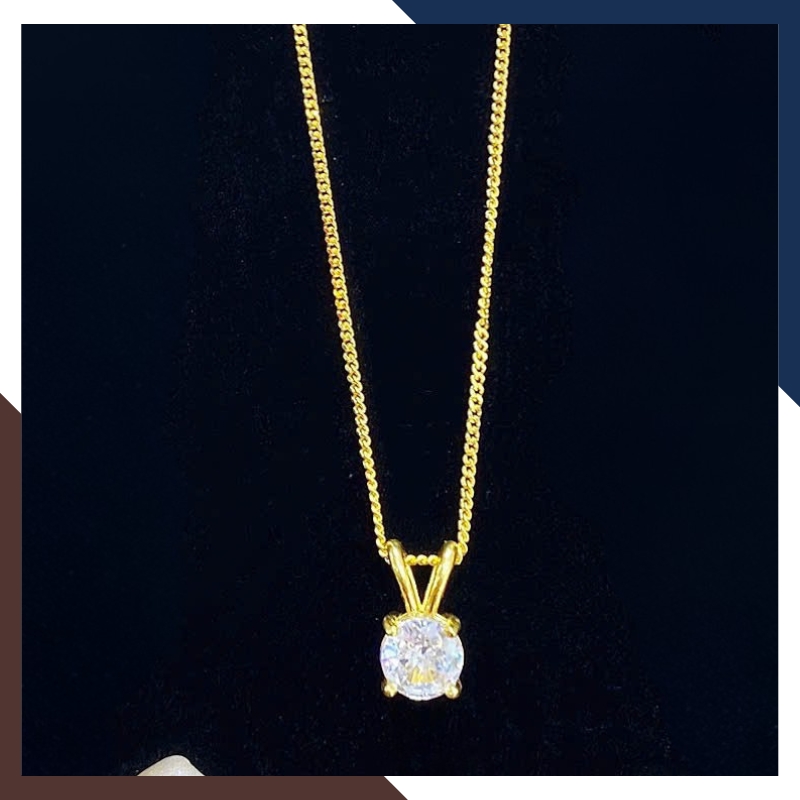 Dây Chuyền Vàng Tây Nữ 10k Đính Đá CZ DCVN261 – Sáng Lấp Lánh Như Kim Cương