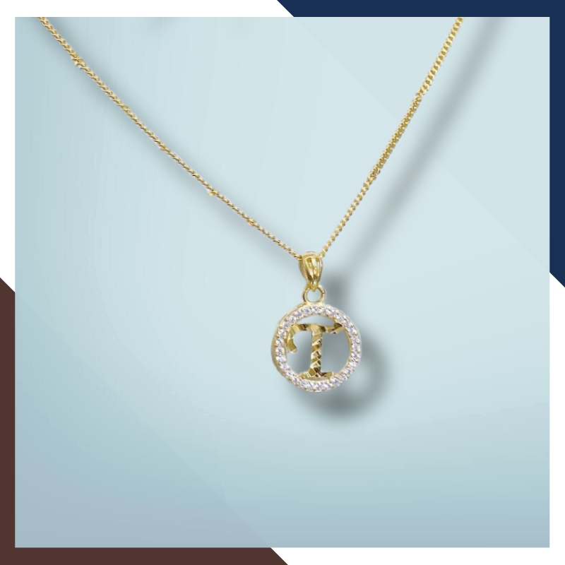 Dây chuyền xích vàng nữ mặt chữ T bằng vàng tây 10k cho nữ mã TL5823