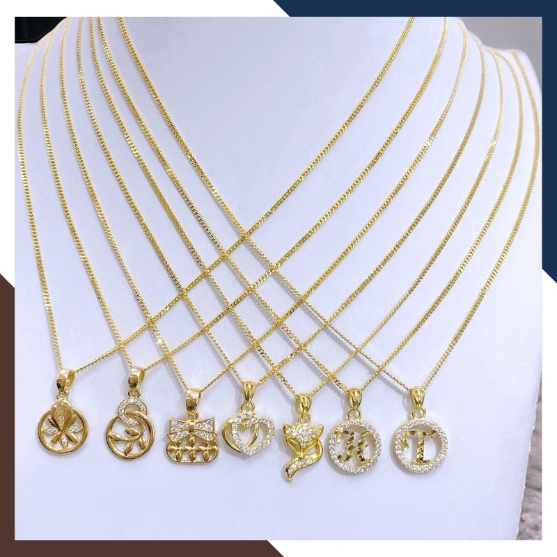 Dây chuyền xích vàng nữ mặt chữ T bằng vàng tây 10k cho nữ mã TL5823