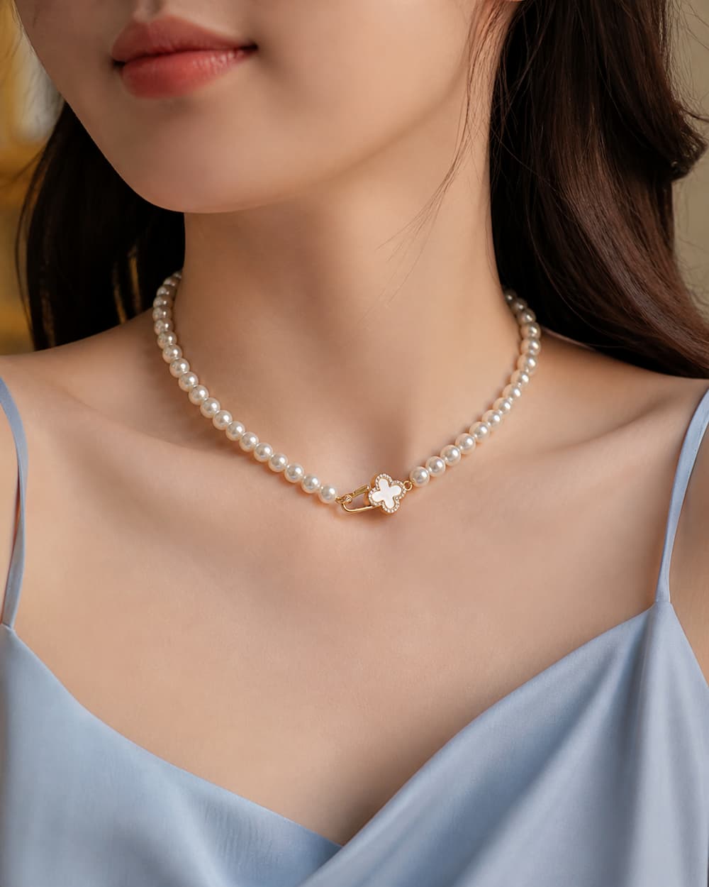 Vòng Cổ Choker Ngọc Trai 7–8mm VCNT189 – Điểm Nhấn Khóa T Tạo Cá Tính Tinh Tế