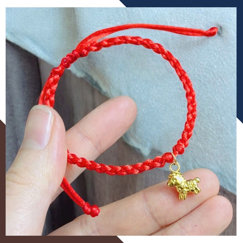 VCHV108 – Vòng Dây Điều Chỉnh Charm Ngựa Vàng 10K 8,5 Li Đúc Nguyên Khối