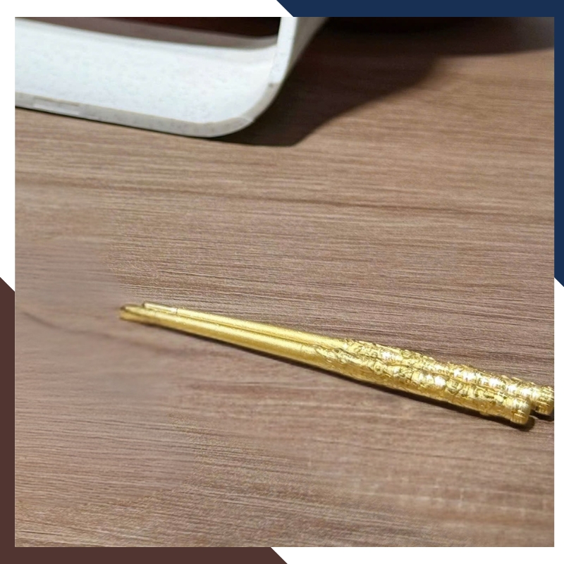 Bộ Bát Đũa Vàng Ta 24K 9999 QTV32 – Kỷ Vật Thôi Nôi Cho Bé | Ngọc Trai Anchi