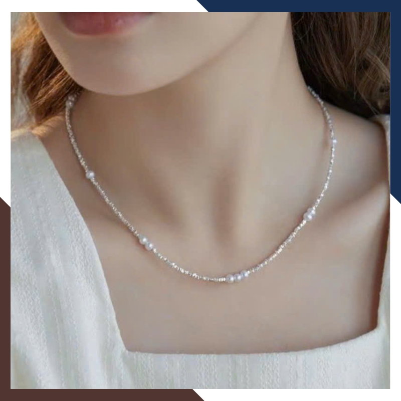 Vòng Cổ Ngọc Trai Choker Phối Hạt Bạc VCNT188 – Nhỏ Gọn, Bắt Sáng Tinh Tế, Không Bị “Dừ”