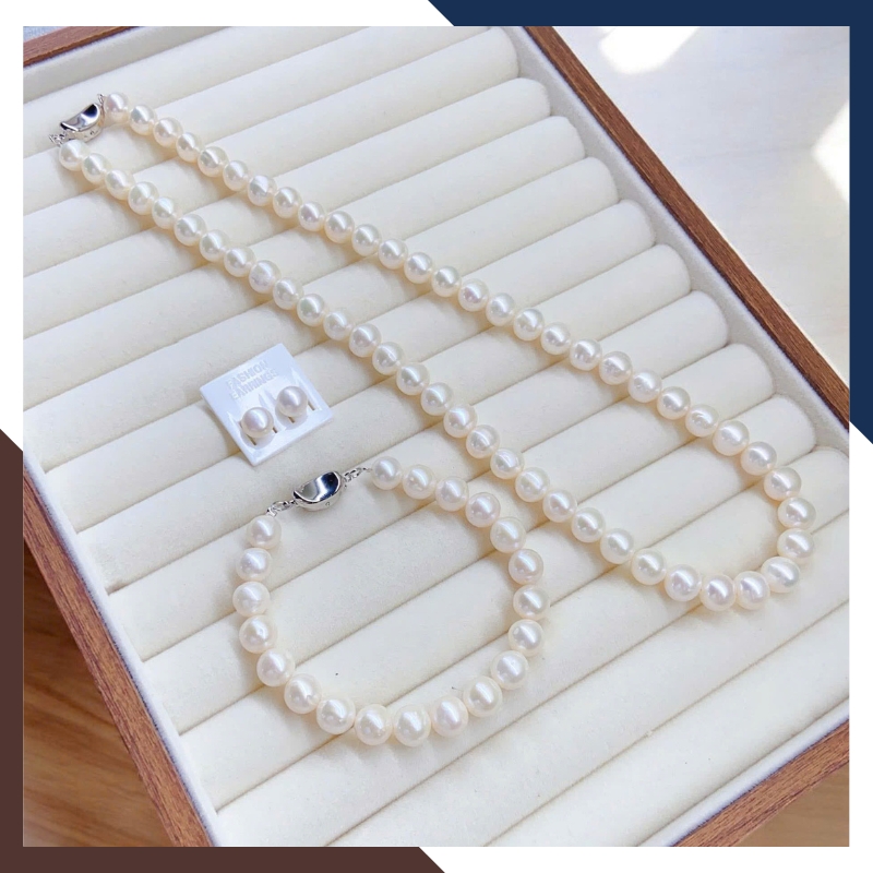 BTSNT246 – Bộ Trang Sức Ngọc Trai 3 Món Single-Strand 8–9mm