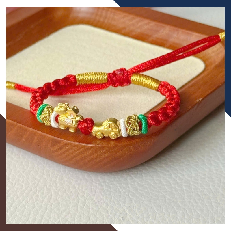 Vòng Charm Ngựa Vàng 24K 9999 Dây Chỉ Đỏ VCHV93 – Bộ Sưu Tập 5 Mẫu Phong Thuỷ