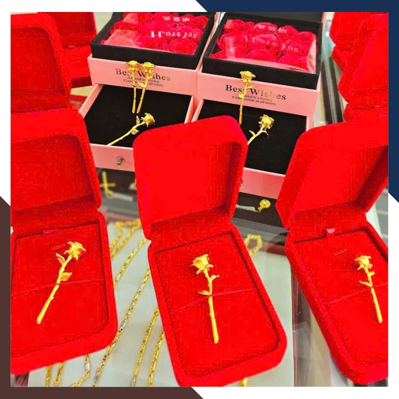 Hoa Hồng Bằng Vàng 24k 9999 Làm Quà Tặng Người Yêu Mã QTV01