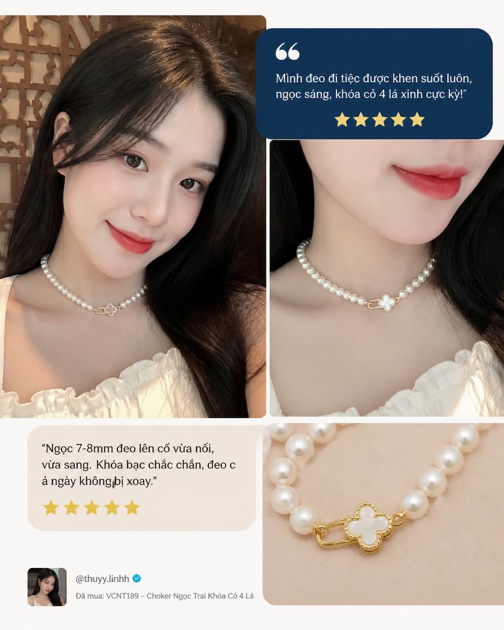 Vòng Cổ Choker Ngọc Trai 7–8mm VCNT189 – Điểm Nhấn Khóa T Tạo Cá Tính Tinh Tế