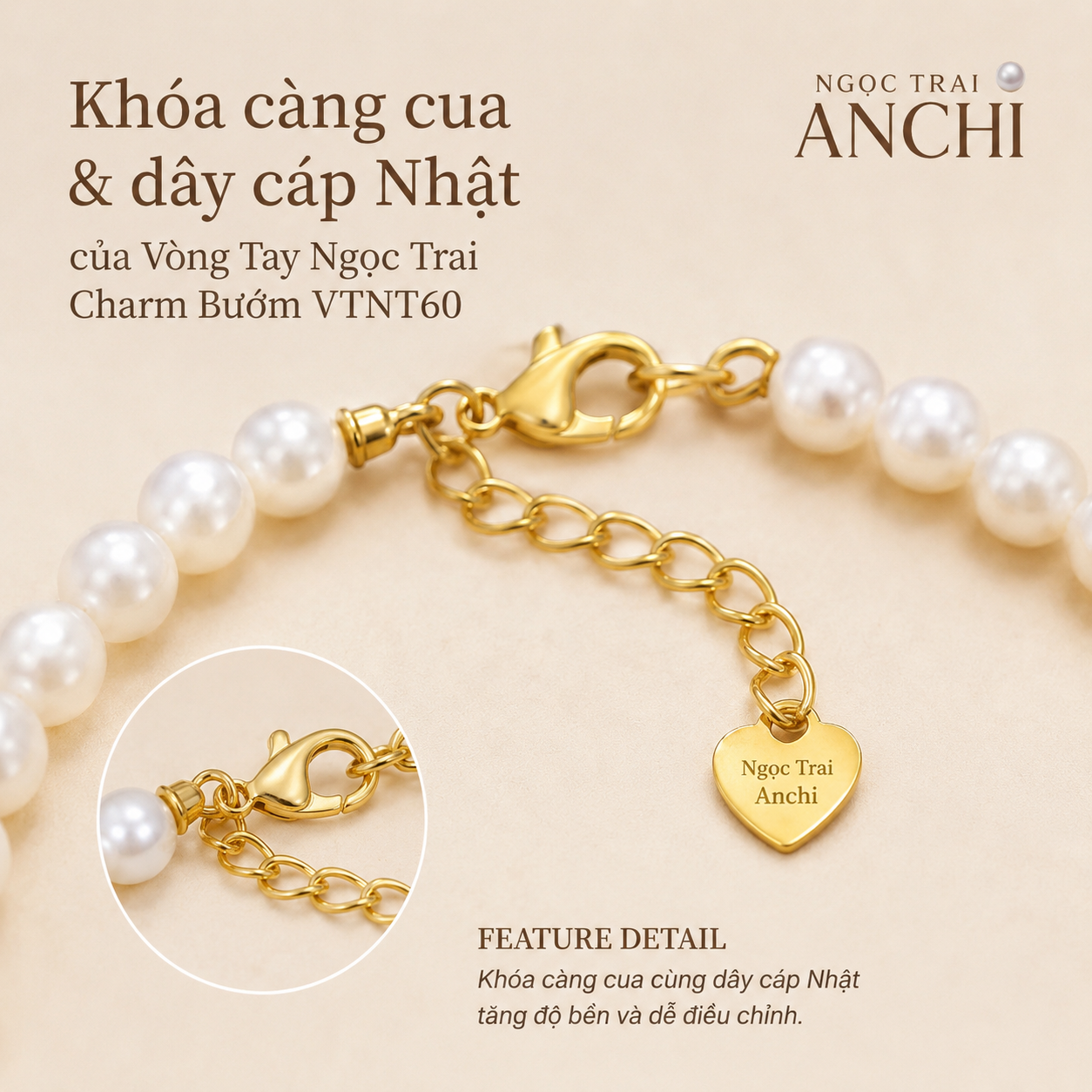 Vòng Tay Ngọc Trai Charm Bướm VTNT60 Bạc 925 Mạ Vàng – Ngọc Trai Tự Nhiên Thanh Lịch Cho Nữ