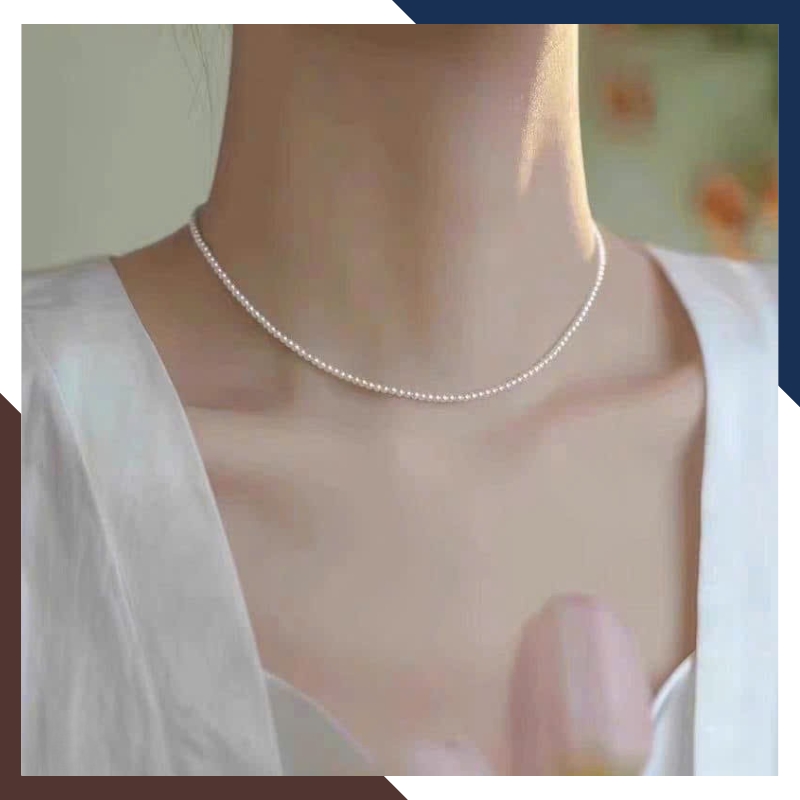 VCNT182 – Chuỗi Ngọc Trai Nhỏ Dáng Choker 38cm, Phù Hợp Cổ Áo Tròn & Layer Gọn