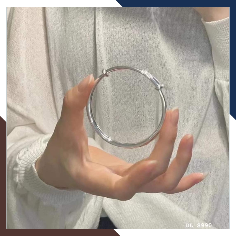 Kiềng tay trơn bạc ta nguyên chất cho nữ đẹp mã 50TL4C4