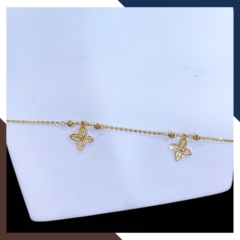 Lắc Chân Vàng Nữ 10K Nhiều Mẫu Đẹp LCVN06 – Charm Bướm, Ngôi Sao, Trái Tim – Kèm Giấy Kiểm Định