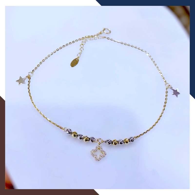 Lắc Chân Vàng Nữ 10K Nhiều Mẫu Đẹp LCVN06 – Charm Bướm, Ngôi Sao, Trái Tim – Kèm Giấy Kiểm Định