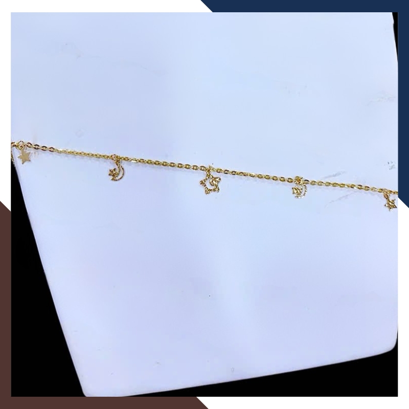 Lắc Chân Vàng Nữ 10K Nhiều Mẫu Đẹp LCVN06 – Charm Bướm, Ngôi Sao, Trái Tim – Kèm Giấy Kiểm Định