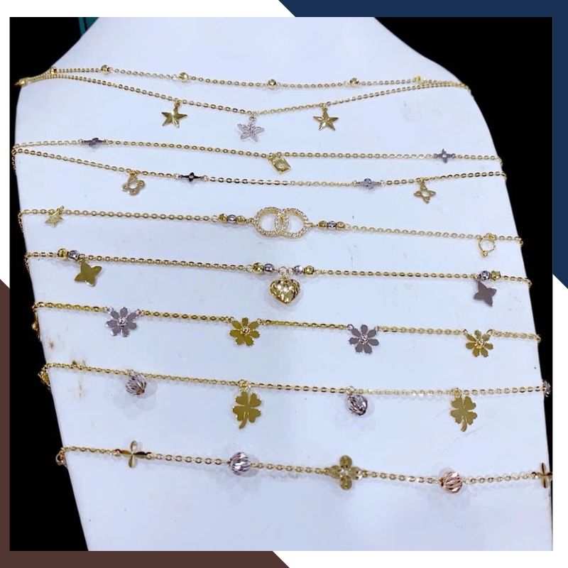 Lắc Chân Vàng Ý 10K Cho Nữ Nhiều Mẫu LCVN17 – Trẻ Trung, Không Lỗi Mốt & Phù Hợp Mọi Tuổi