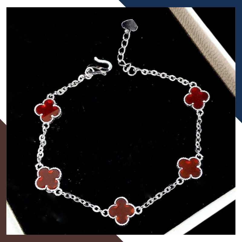 Lắc Tay Cỏ 4 Lá Đen, Đỏ, Trắng, Xanh, Hồng Mã LTBN28