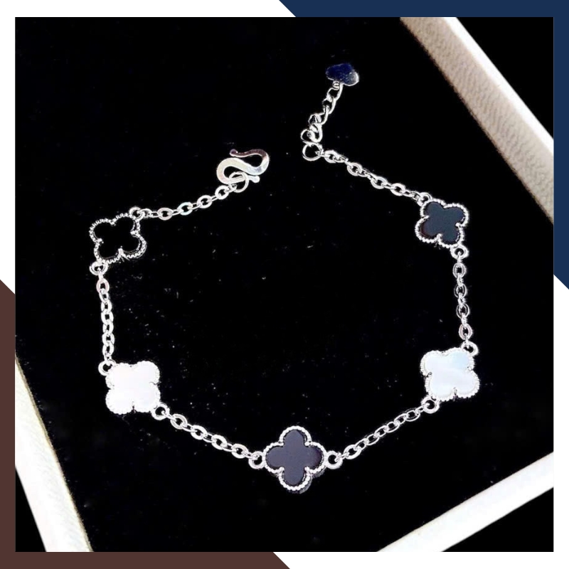 Lắc Tay Cỏ 4 Lá Đen, Đỏ, Trắng, Xanh, Hồng Mã LTBN28