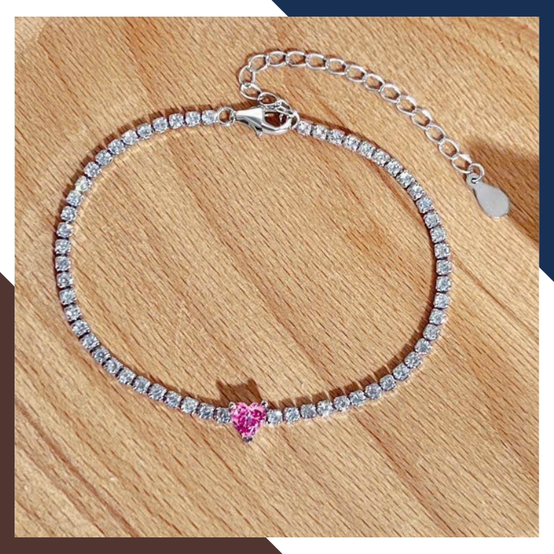 Lắc Tay Bạc Nữ Đính Đá Hột Xoàn Phối Trái Tim LTBN61 – Quà Tặng Tình Yêu Hoàn Hảo