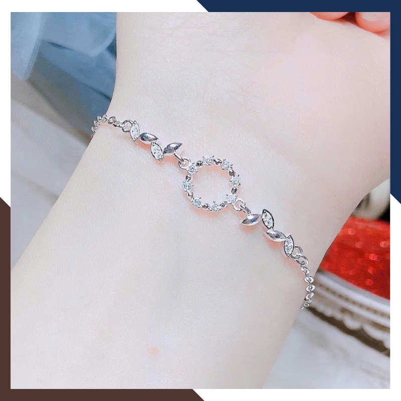Lắc Tay Bạc Nữ Nguyên Chất Hình Lá Mảnh Mai, Nhỏ Xinh & Nữ Tính LTBN67