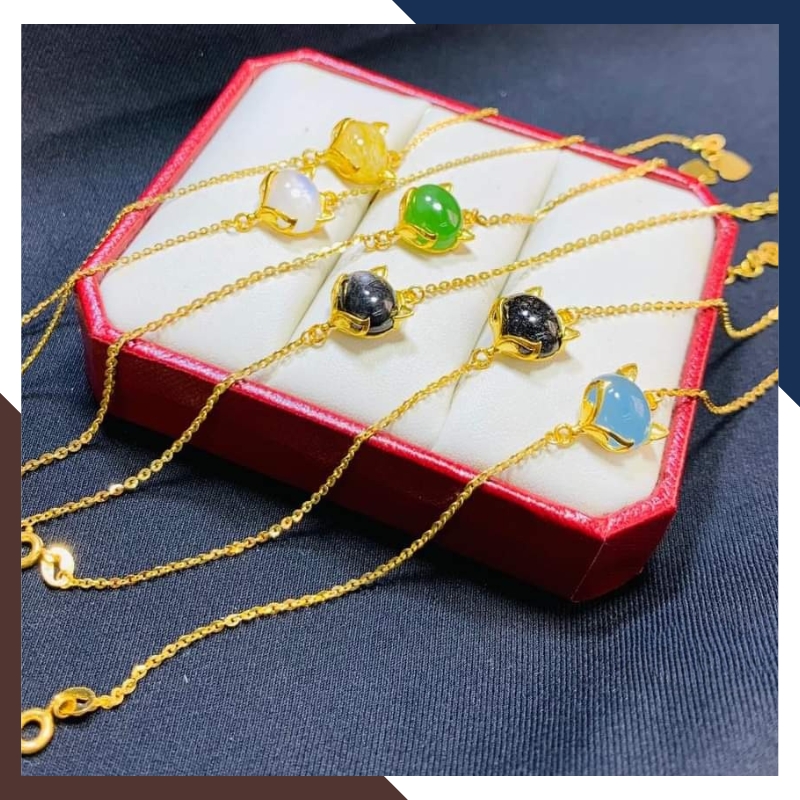 Lắc Tay Hồ Ly Vàng 10K Đính Đá Tự Nhiên Đủ Mệnh Cho Nữ LTVN261– Mang Lại Bình An & Tình Duyên